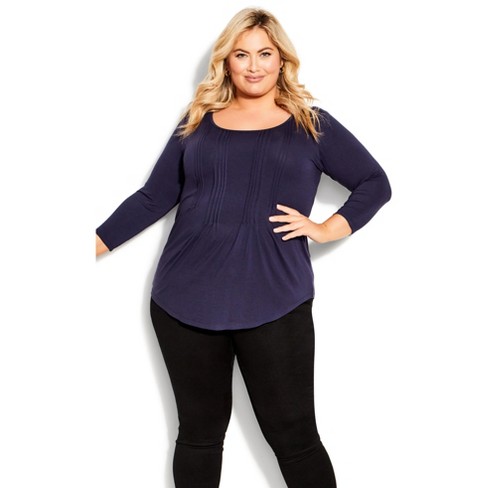 Avenue  Women's Plus Size Hazel Placement Top - Blue - 30w/32w : Target