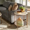 Inspire Q Octavia Metal End Table Champagne Gold Finish: Faux Marble Top, Fixed Shelf, Sofa Side Table - 2 of 4