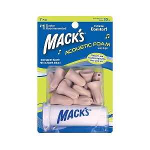 Mack's Acoustic Foam Ear Plugs 7 Pair Blister Pack with Free Travel Case - 1 of 2