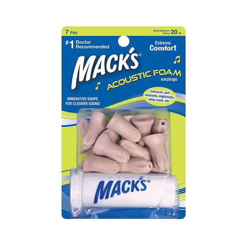 Mack's Acoustic Foam Ear Plugs 7 Pair Blister Pack With Free Travel Case :  Target
