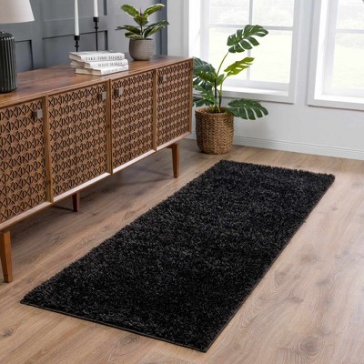 Hauteloom Black Plush Shag Washable 4' x 5'7" Rug