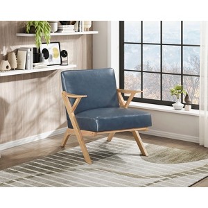 Sapphtopaz Accent Chair Solid Rubberwood Frame Modern Leather Lounge Chair Living Room Chair Comfy Chair for Living Room - 1 of 4
