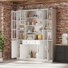 Famapy 63"W Large Storage Cabinet Display BookShelf With Glass Doors White - 4 of 4