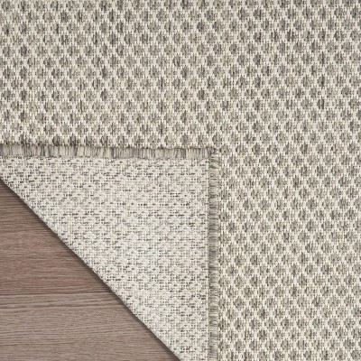 Courtyard Ivory Silver Geometric Flat Woven Indoor/Outdoor Rug