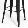 Metal Barstool with Curved Slatted Back, Footrest, and Cross Brace, Industrial Design, Set of 2 for Kitchen or Home Bar - 4 of 4