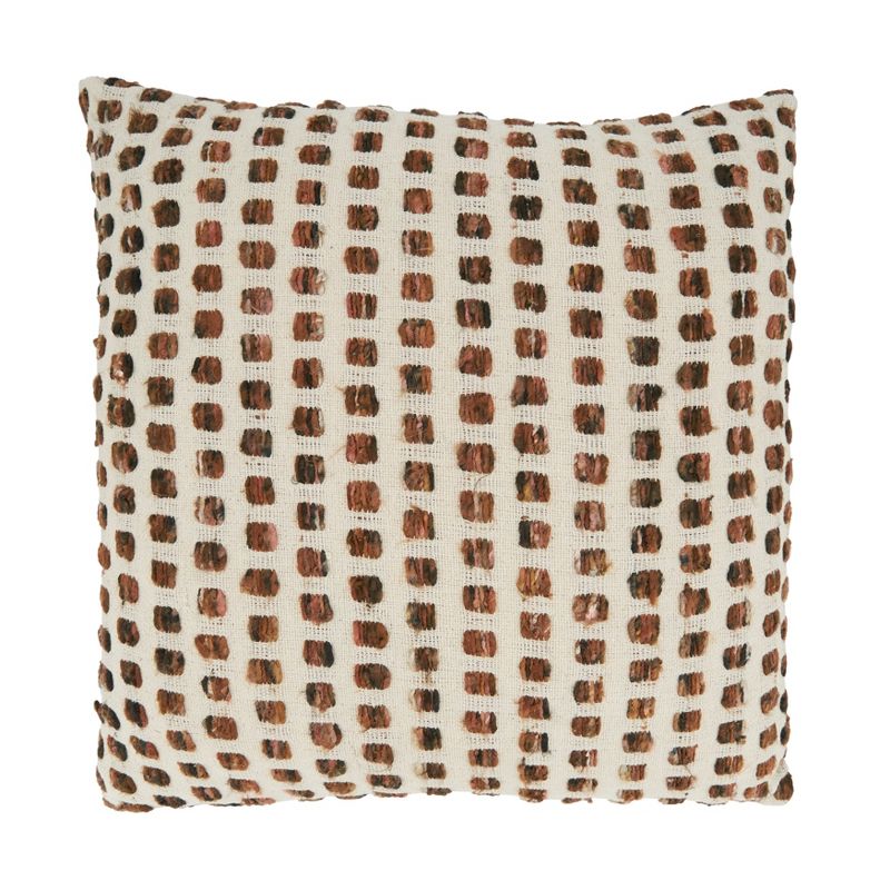 Saro Lifestyle Woven Throw Pillow With Down Filling, Brown, 20" x 20", 1 of 4