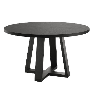 Coucheta 47 in Round Dining Table for Dining Room, Kitchen Table for 4 Man, Farmhouse Dinner Table with Wooden Tabletop and Cross Base