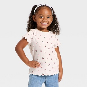 Toddler Girls' Short Sleeve Ribbed T-Shirt - Cat & Jack™ - 1 of 3