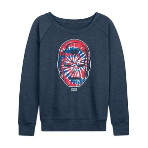 Women's - Marvel - Iron Man Flag Fill Oversized Lightweight French Terry Wide Neck Long Sleeve Shirt - 1 of 4