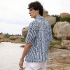 Campus Sutra Men Men's Navy Blue & Ivory White Ombre-Striped Oversized Shirt - 4 of 4