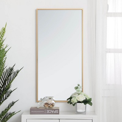 Elegant 18" Brass Rectangular Metal Frame Mirror