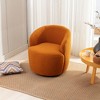 Teddy Fabric Swivel Accent Armchair Barrel Chair With Black Powder Coating Metal Ring,Caramel - 2 of 4