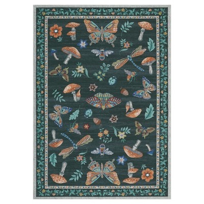 Washable Modern Printed Rug Non Slip Low Pile Rug Soft Contemporary Throw Floor Cover Foldable Indoor Carpet for Living Room Bedroom Playroom Nursery