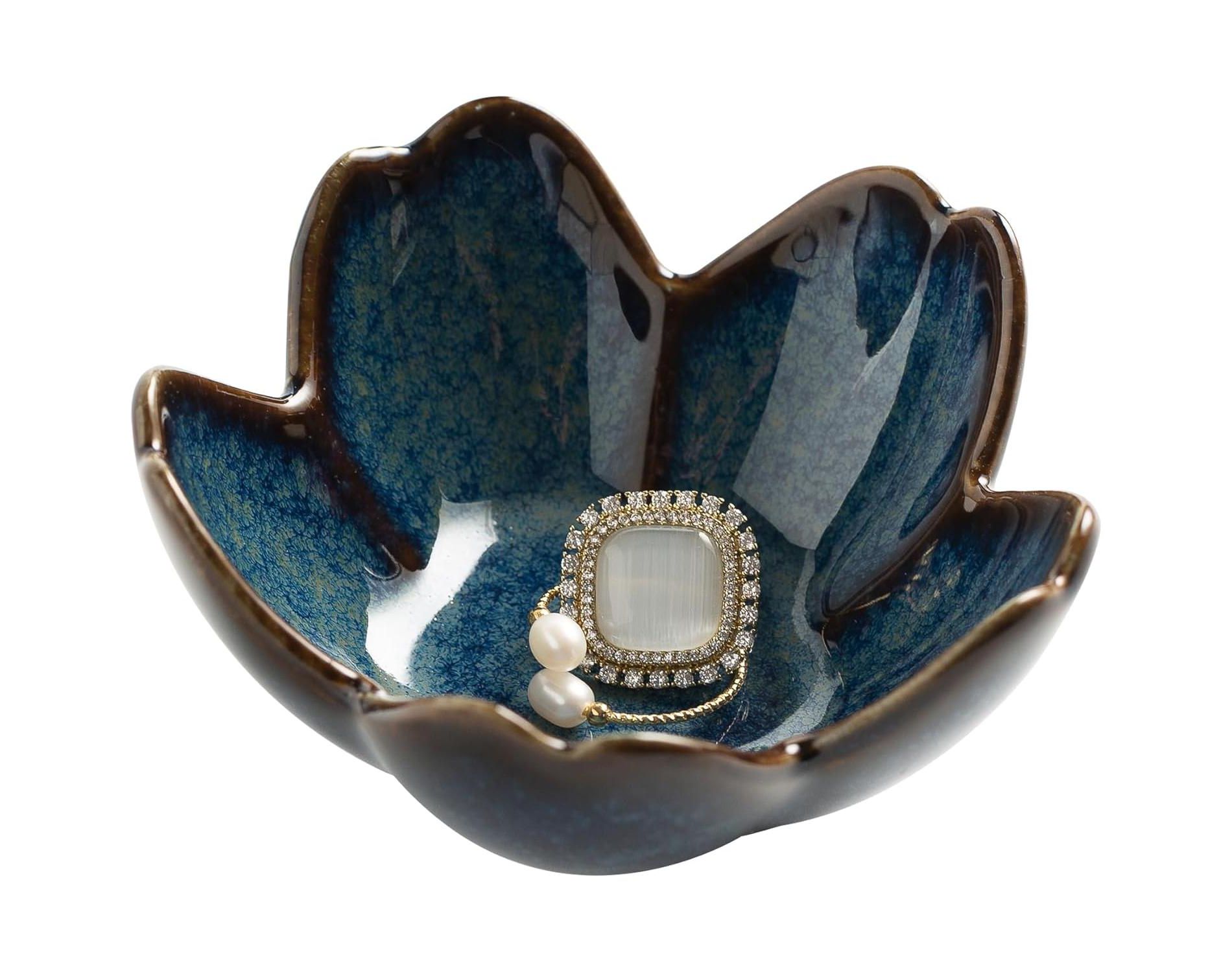 Flower Ring Holder Dish, Ceramic Jewelry Tray Dish, Cute Jewelry Ring Holder Dish, Aesthetic Room Decor