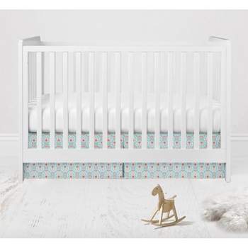 Bacati - Sophia Paisley Aqua/Coral Floret Crib/Toddler Bed Skirt