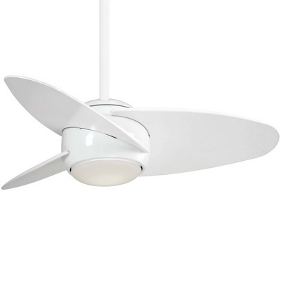 36" Minka Aire Modern Indoor Ceiling Fan with LED Light Remote Control White Glass Shade for Living Room Kitchen Bedroom Family