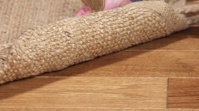 Hand-Knotted Natural Jute 4' Square Non-Slip Area Rug
