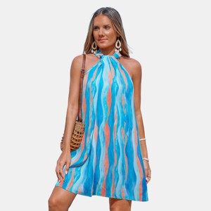 Women's Vibrant Waves Halter Beach Dress - Cupshe - 1 of 4