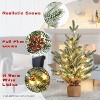 24 Inch Pre-Lit Tabletop Christmas Tree, Frosted Mini Pine with Red Berries, 50 Warm Lights, Holiday Centerpiece for Home, Office Desk, Green - 3 of 4