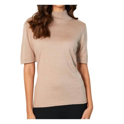 Women's Short Sleeve Mock Neck Top - Angel Apparel