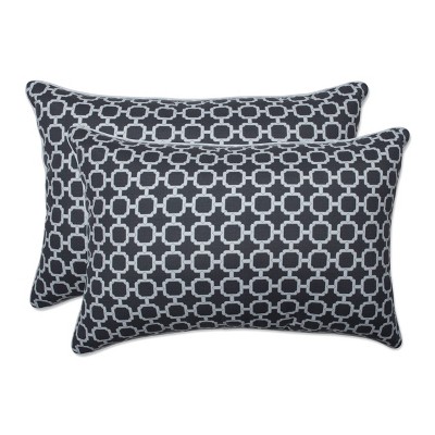 2pc Outdoor/Indoor Oversized Rectangular Throw Pillow Set Hockley Charcoal Gray - Pillow Perfect