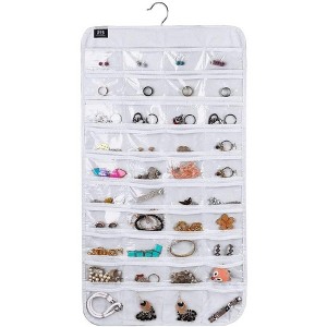 80-Pocket Hanging Jewelry Organizer, Beige Accessories Storage Bag for Earrings and Necklaces - 1 of 4