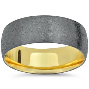 Pompeii3 Mens 14k Black & Yellow Gold Two Tone Brushed Wedding Band - 1 of 3