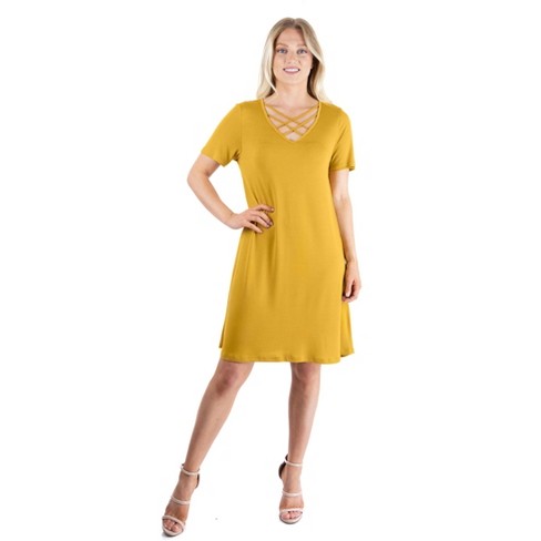 Comfort Criss Cross Casual Knee Length T Shirt Dress : Target