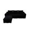 82.7" Plush Corduroy L-Shaped Sectional Sofa, 1 Ottoman, Deep Seat - 3 of 4