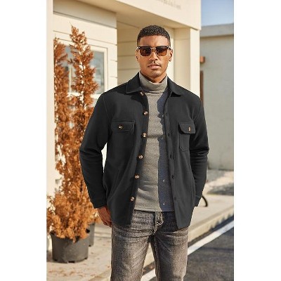 COOFANDY Men's Polar Fleece Shacket Long Sleeve Casual Button Down Shirt Jacket with Pockets Dark Grey XXL — фото 3