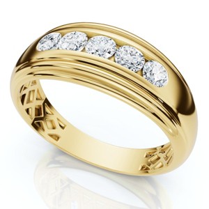 Pompeii3 Mens 1/2ct 5-Stone Diamond Wedding Ring Gold Lab Created - 1 of 4
