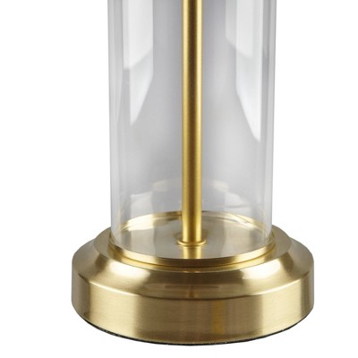 Gold and Clear Glass Cylinder Table Lamp Set with Drum Shades
