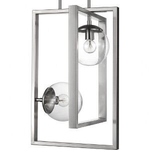 Progress Lighting Atwell Collection, 2-Light Pendant, Brushed Nickel, Clear Globe Shades - 1 of 4