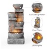 Teamson Home 33.25" Cascading Bowls and Stacked Stones Metal and Polyresin Outdoor Birdbath Water Fountain - 2 of 4