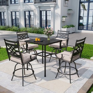 Captiva Designs 5pc Outdoor Patio Dining Steel Bar Table & High Bar Swivel Stools - 1 of 4