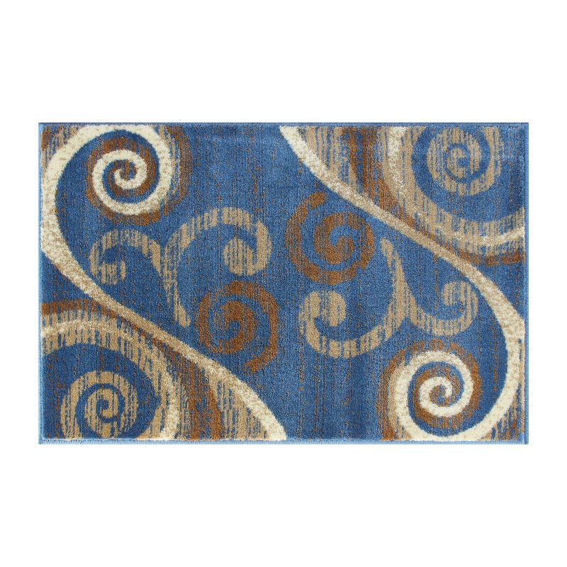 Emma and Oliver Scraped Look Ultra Soft Plush Pile Olefin Accent Rug in Swirl Pattern, Jute Backing, 1 of 8