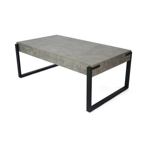 Modrest Sharon Modern Concrete & Black Metal Coffee Table