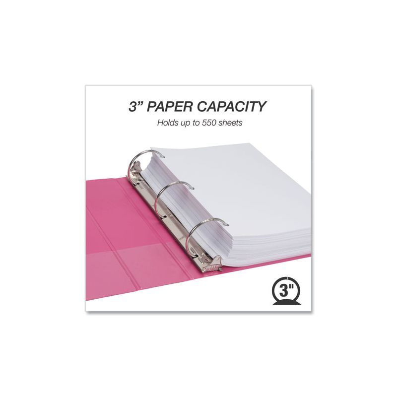 Samsill Earth's Choice Plant-Based Economy Round Ring View Binders, 3 Rings, 3" Capacity, 11 x 8.5, Pink, 2/Pack, 2 of 5