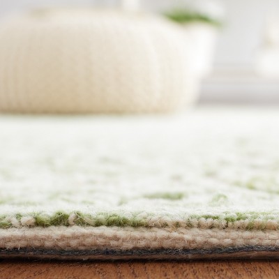 Ivory and Green Hand-Tufted Wool Rectangular Area Rug, 5'x8'