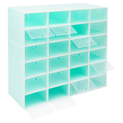 YIYIBYUS 24Pcs Shoe Storage Box, Shoes Case, Stackable Shoe Organizer, Green