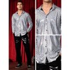 Lars Amadeus Men's Long Sleeves Party Nightclub Patterned Shiny Metallic Shirts - 4 of 4