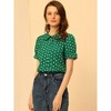 INSPIRE CHIC Women's Elegant Puff Sleeve Polka Dots Peter Pan Collar Vintage Shirt Top - 2 of 4
