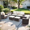 Buenhomino 5-Piece Outdoor Set – Sofa, 2 Swivel Chairs, 2 Ottomans & Table, Handwoven Wicker, Weather-Resistant Cushions for Patio - 2 of 4