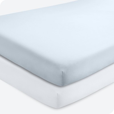 Image of Fitted Crib Microfiber Sheet Sky Blue/White 2pk by Bare Home