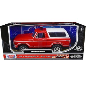 1978 Ford Bronco Fire Department Unmarked Red "Law Enforcement and Public Service" Series 1/24 Diecast Model Car by Motormax - 1 of 3