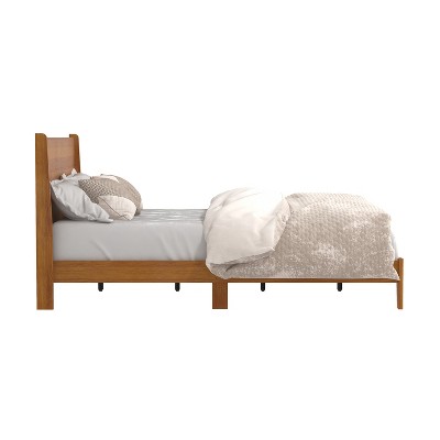 Galano Abby Retro Amber Walnut Wood Frame Queen Platform Bed With ...