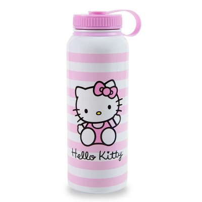 Hello Kitty Thermos Insulated Kids Water Bottle Pink Silver Sanrio 10oz