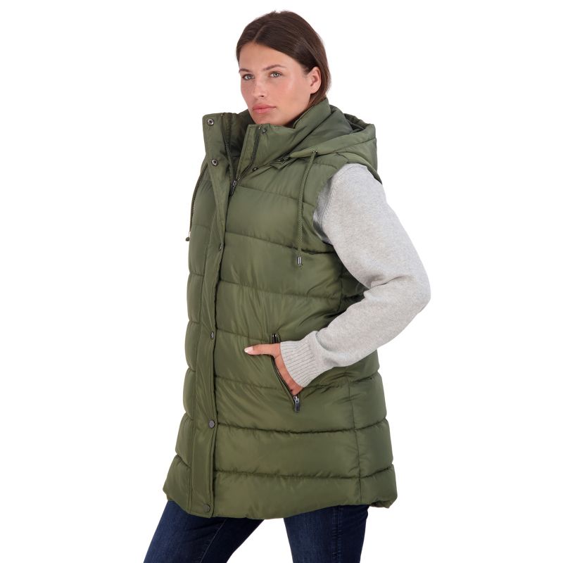 Women's Long Puffer Vest with Hood - S.E.B. By SEBBY, 2 of 9