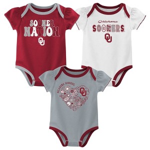 NCAA Oklahoma Sooners Infant Girls' 3pk Bodysuit - 1 of 4