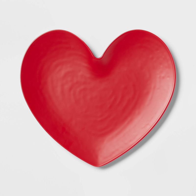 11&#34; x 9&#34; Plastic Heart Plate Red - Threshold&#8482;, 1 of 4